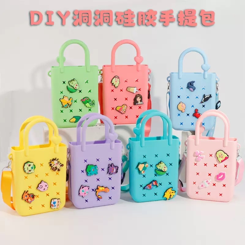 DIY rectangular silicone hole bag in dopamine color