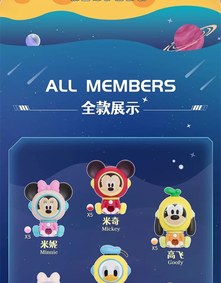 Disney Space Mini Gacha Machine blind box Donald Duck Mickey Minnie Fly plush toy detail image 2
