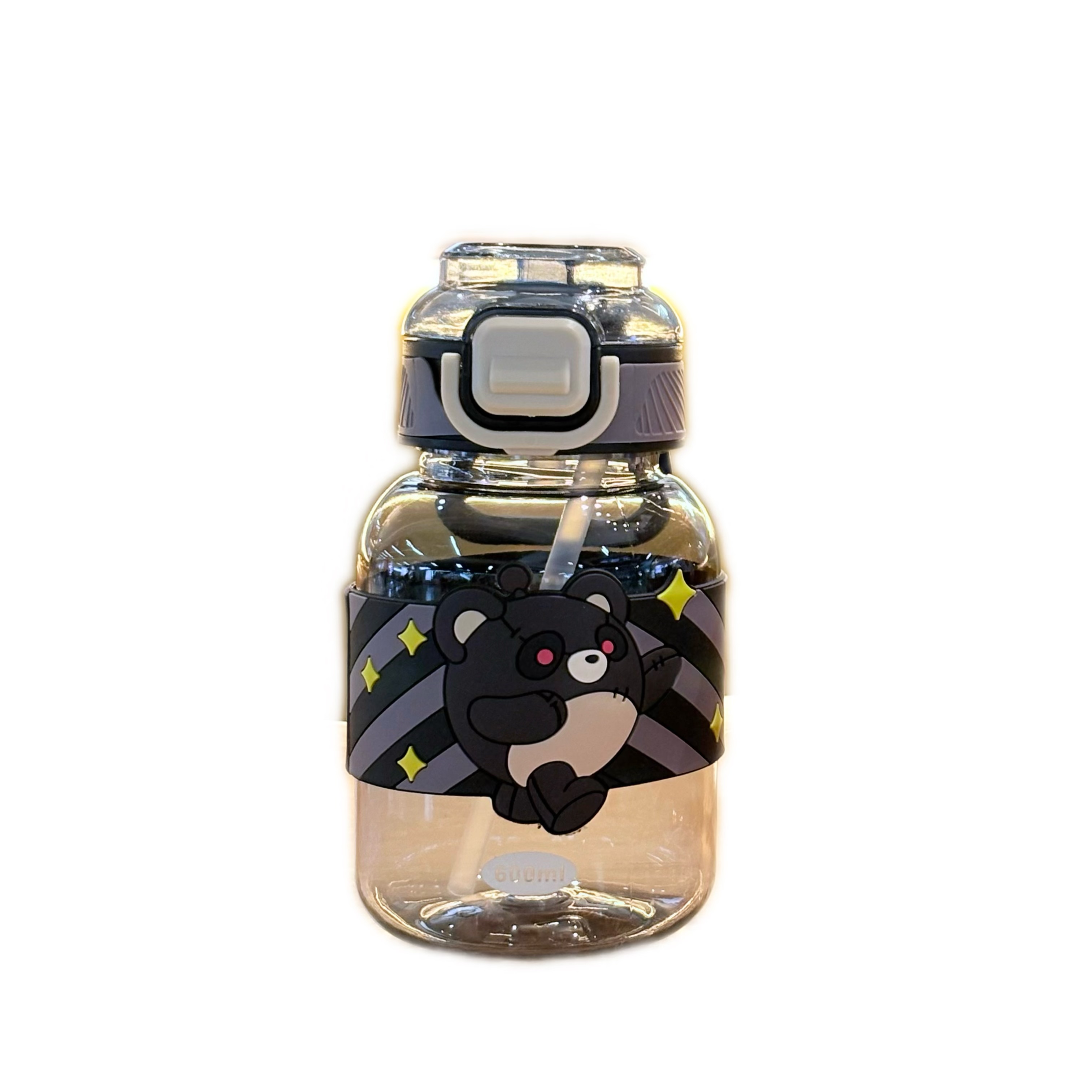 Cartoon children's straw plastic water cup, high-temperature resistant 2025 new model for primary school and kindergarten, large capacity water bottle, 600ML C16-3-1127W /W Item Picture