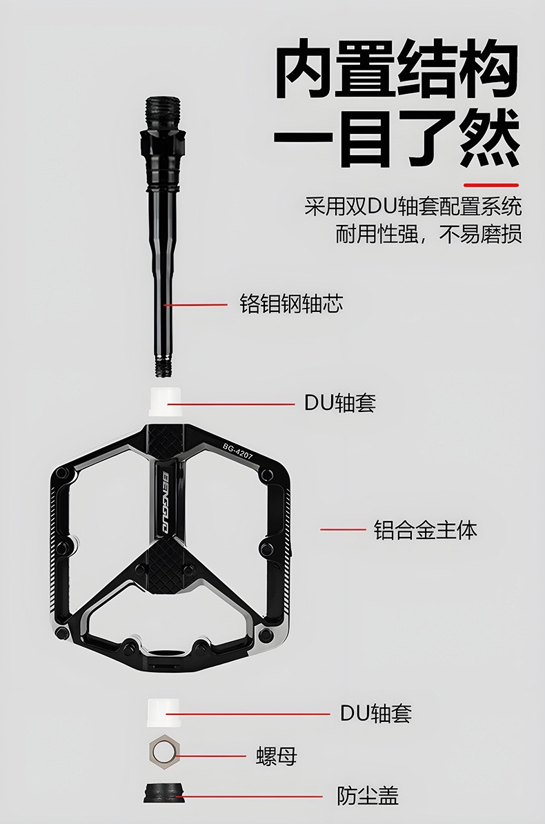 New type of aluminum alloy footrest for bicycles, mountain bikes and road bikes, anti-slip quick-release double DU Palin footrests detail image 8