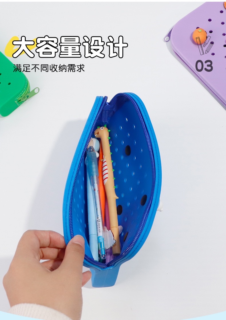 The DIY silicone pen case with holes is novel detail image 6