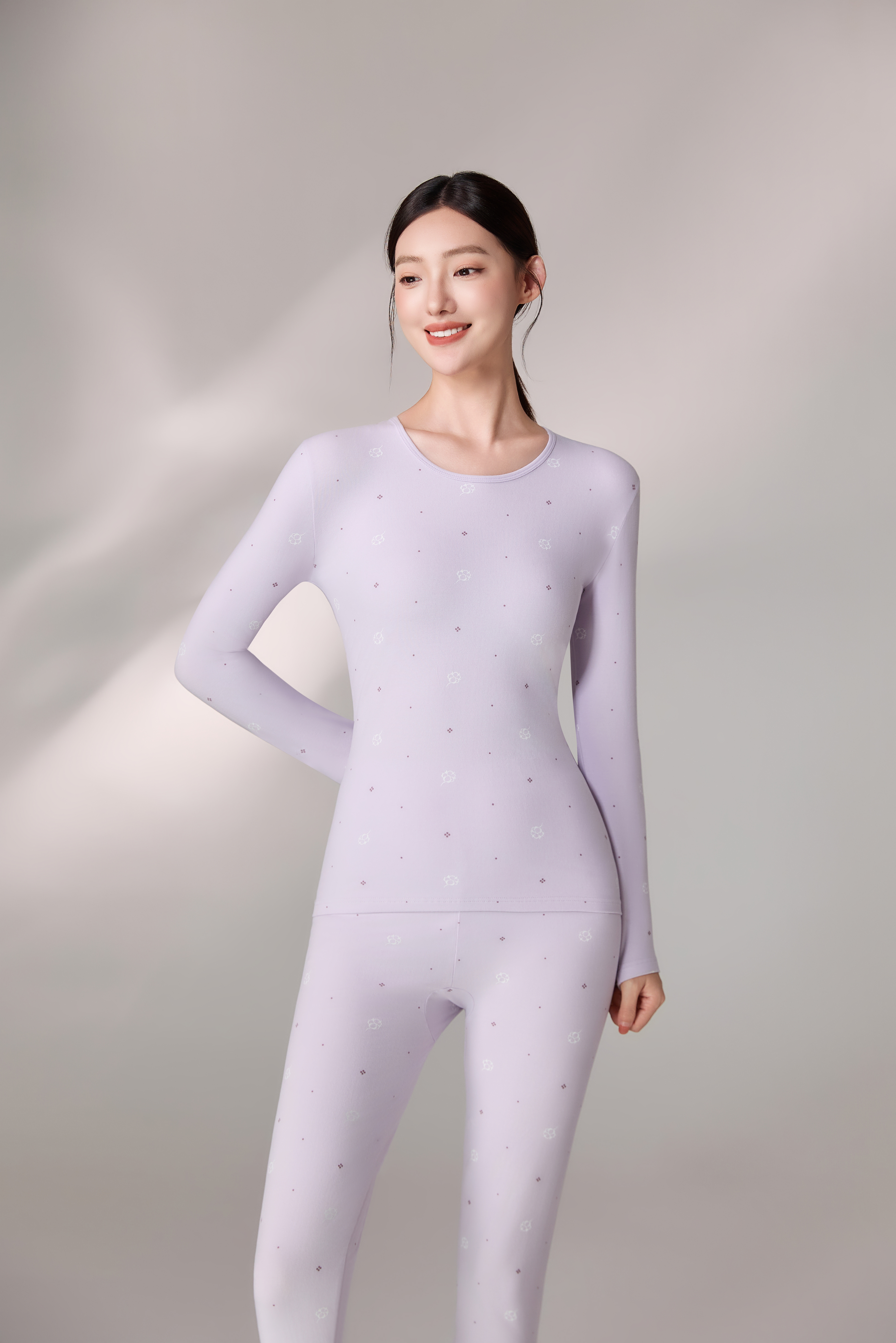 索丽娅女士秋冬保暖内衣套装舒适保暖秋裤纯棉莱卡磨毛秋季必备