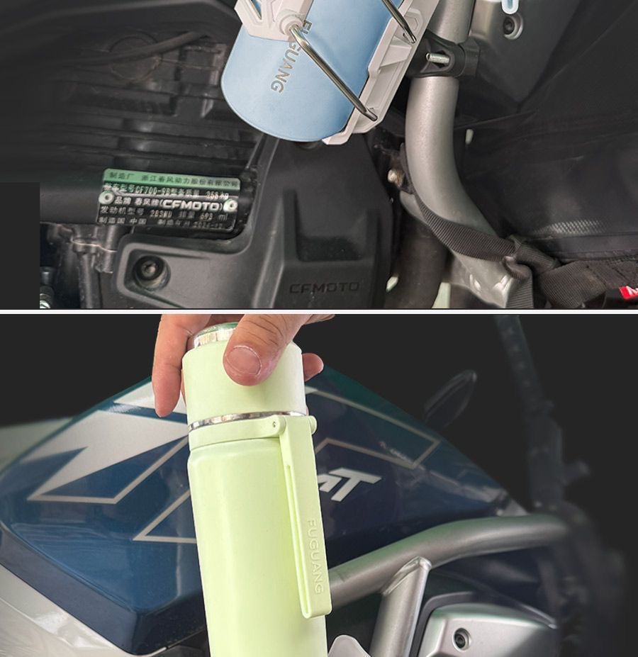 Motorcycle water cup holder, adaptive electric vehicle handle water cup holder, universal guard bar, with a rotatable water cup holder added detail image 2