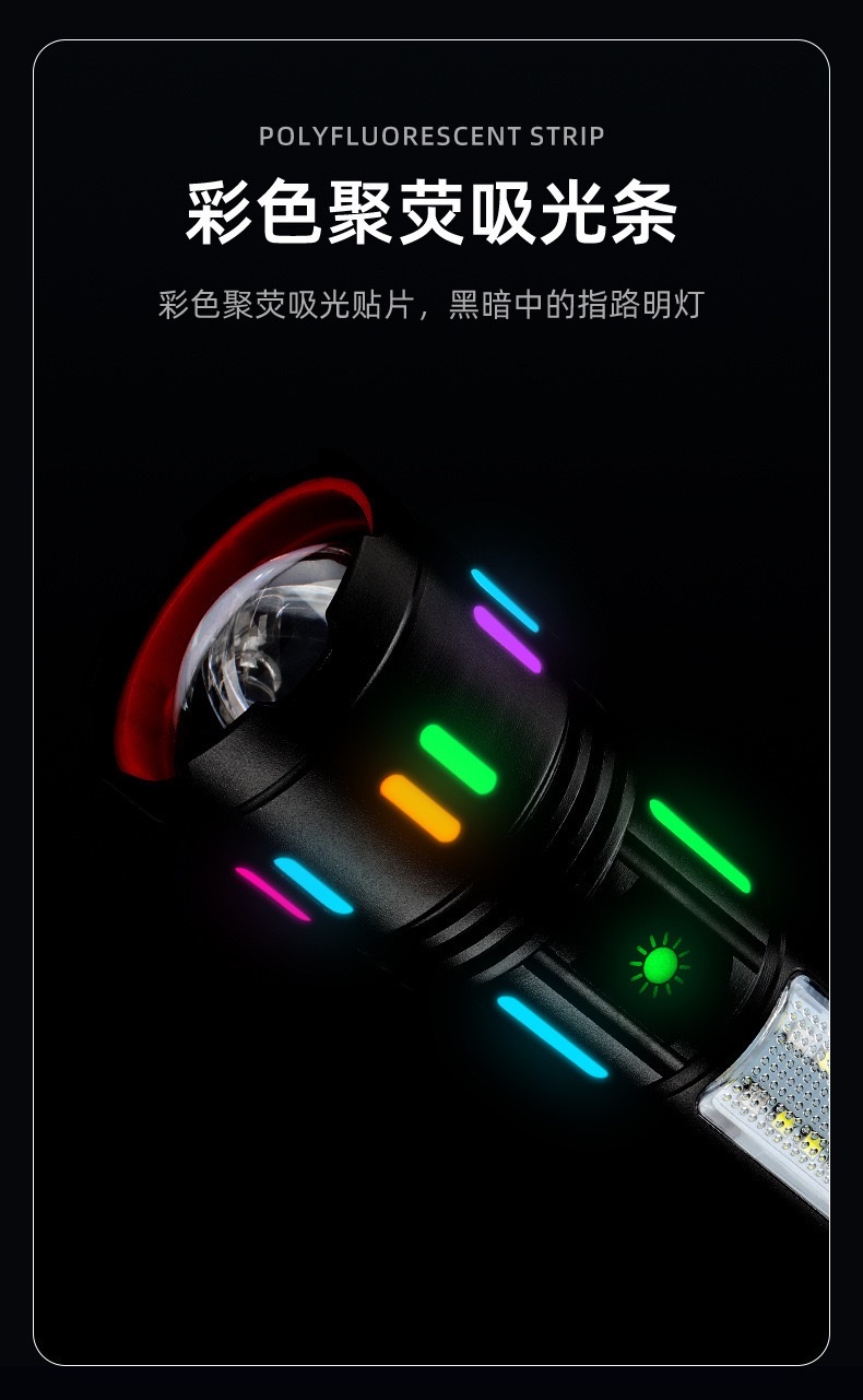led铝合金手电筒强光镭射炮长续航户外充电多功能应急COB工作灯详情图3