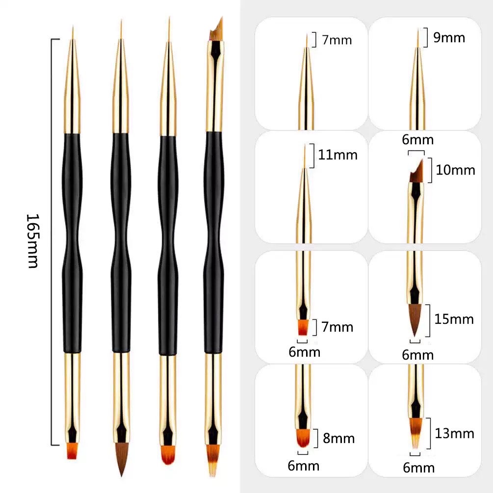 Double-headed nail art pen, Little Waist 4-stick set, drawstring pen, painting, shading, gradient pen, phototherapy pen, brush, brush tool detail image 3