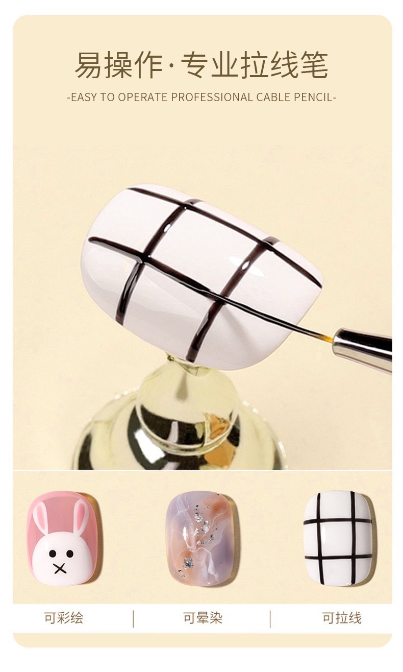 Cross-border nail pen wholesale, string pen, painting pen set, nail tool set of 3 pieces, nail brush detail image 6