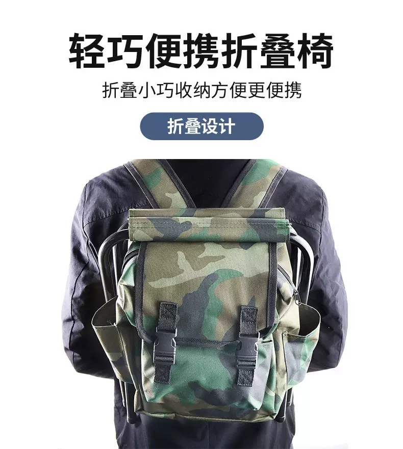 户外休闲度假折叠椅登山多功能便携保温双肩包野外露营钓鱼背包凳详情5