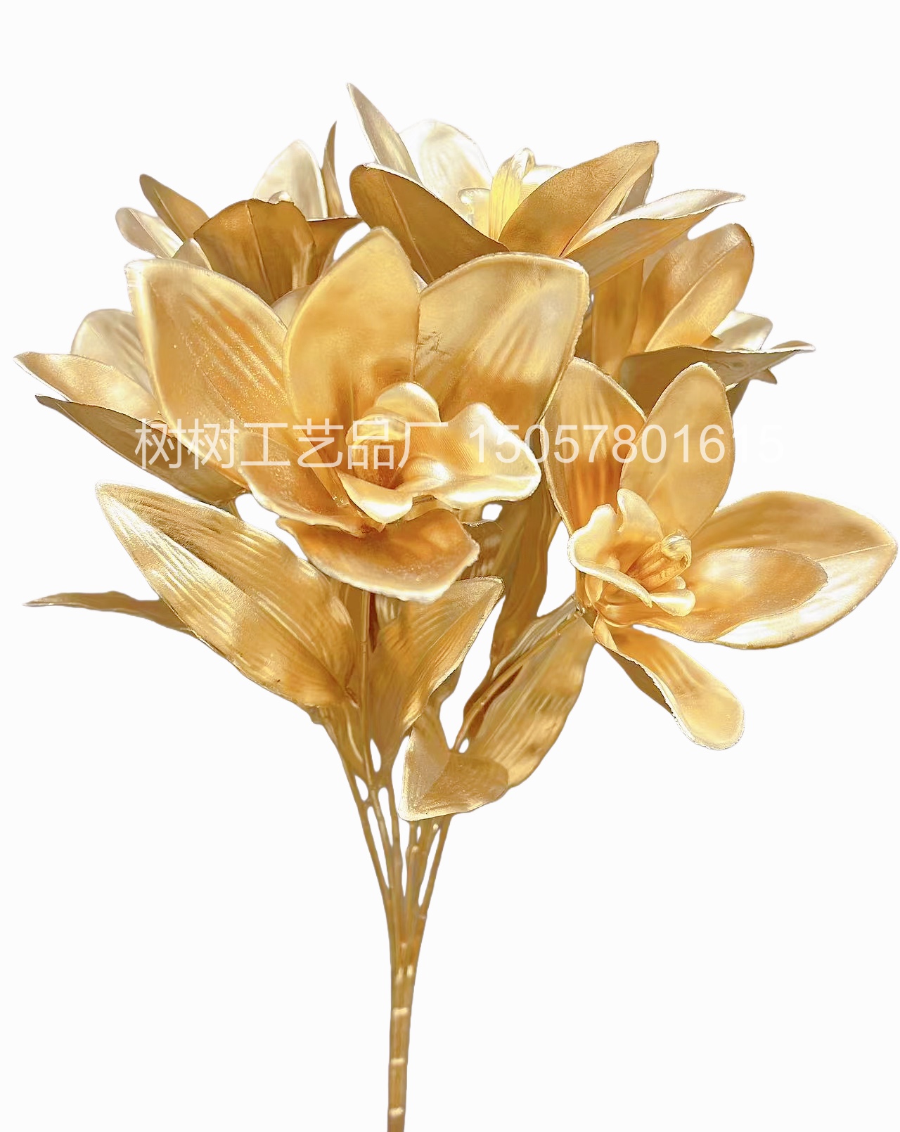 New 7-head golden magnolia high-quality artificial flowers, handcrafted Christmas accessories, indoor decoration, Christmas flowers, artificial flowers, artificial flowers