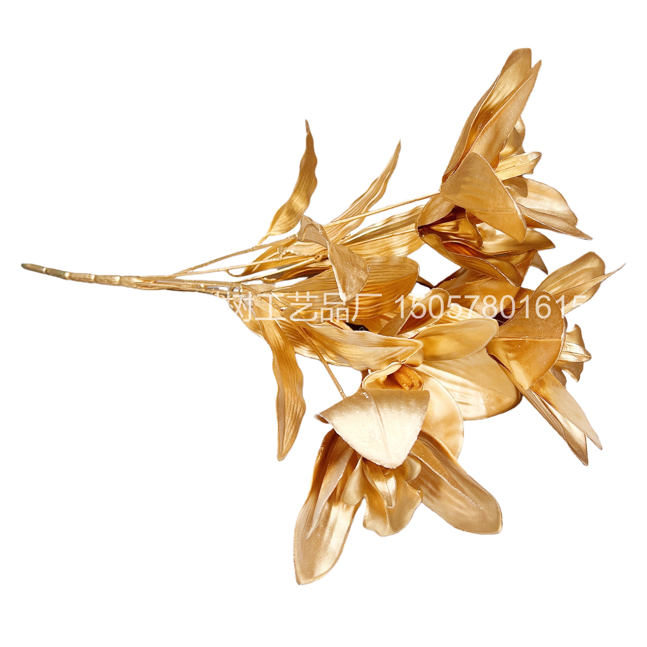 New 7-head golden magnolia high-quality artificial flowers, handcrafted Christmas accessories, indoor decoration, Christmas flowers, artificial flowers, artificial flowers Specification image