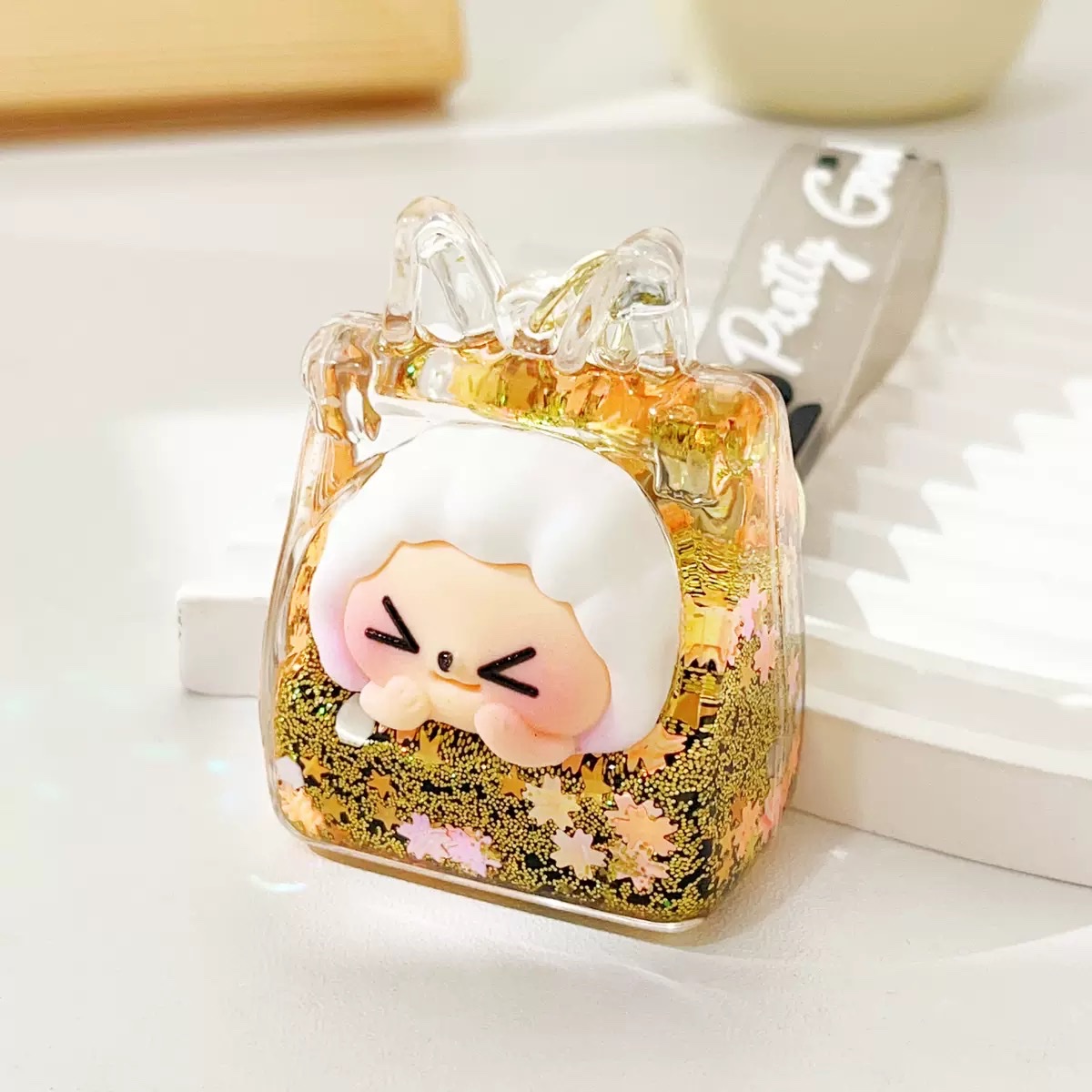 爆闪kk入油摆件 抖音同款液体流沙瓶桌面摆件多款式diy钥匙扣配饰 详情图4