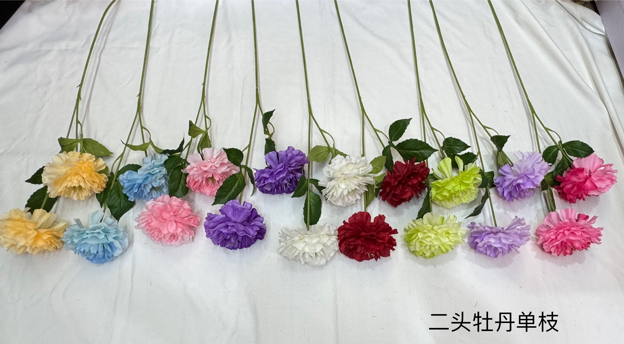 义乌群群工艺花行布艺塑料0512-02瓶插仿真花2头洛阳牡丹500pcs/箱批发仿真花2025森系婚庆节日装饰