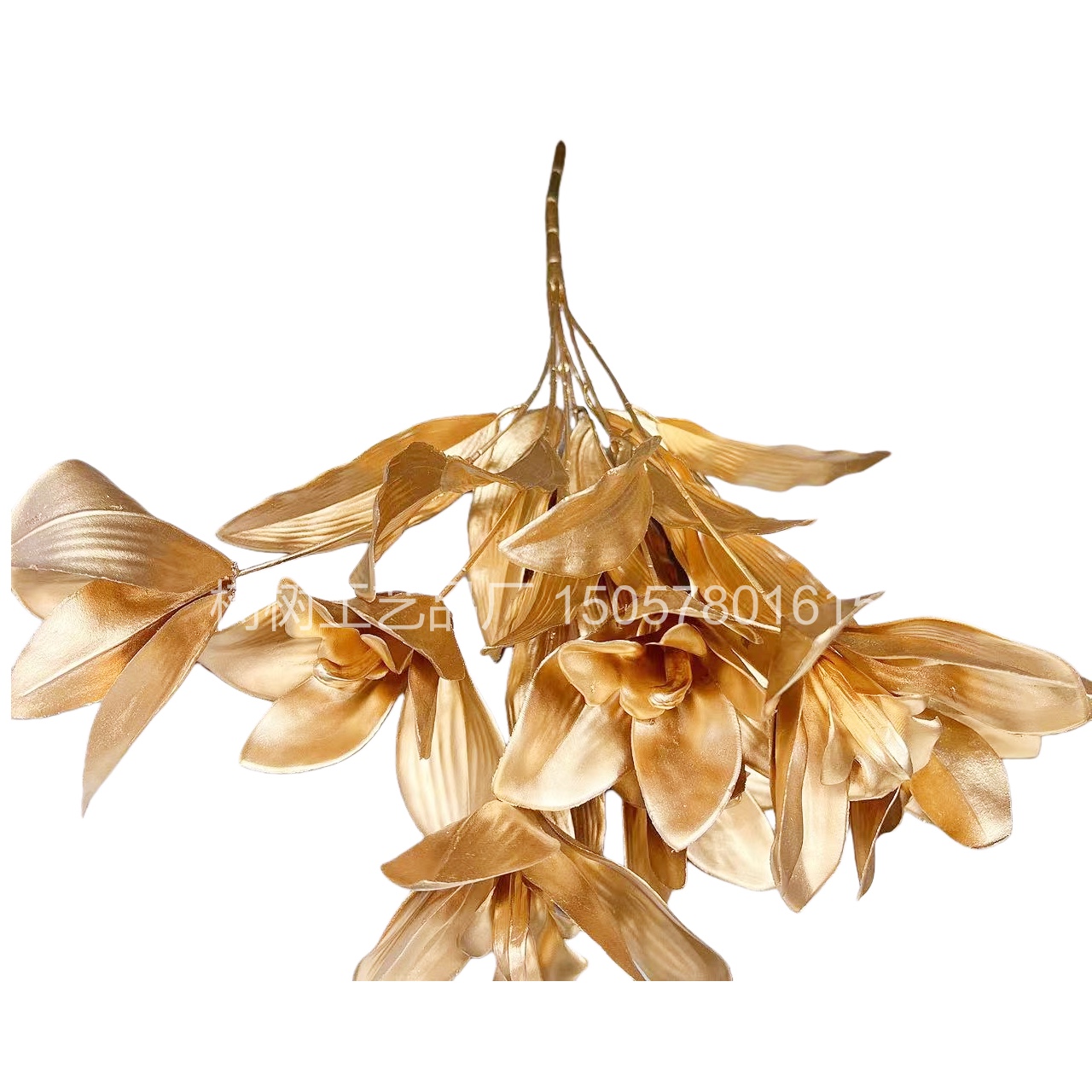 New 7-head golden magnolia high-quality artificial flowers, handcrafted Christmas accessories, indoor decoration, Christmas flowers, artificial flowers, artificial flowers Item Picture