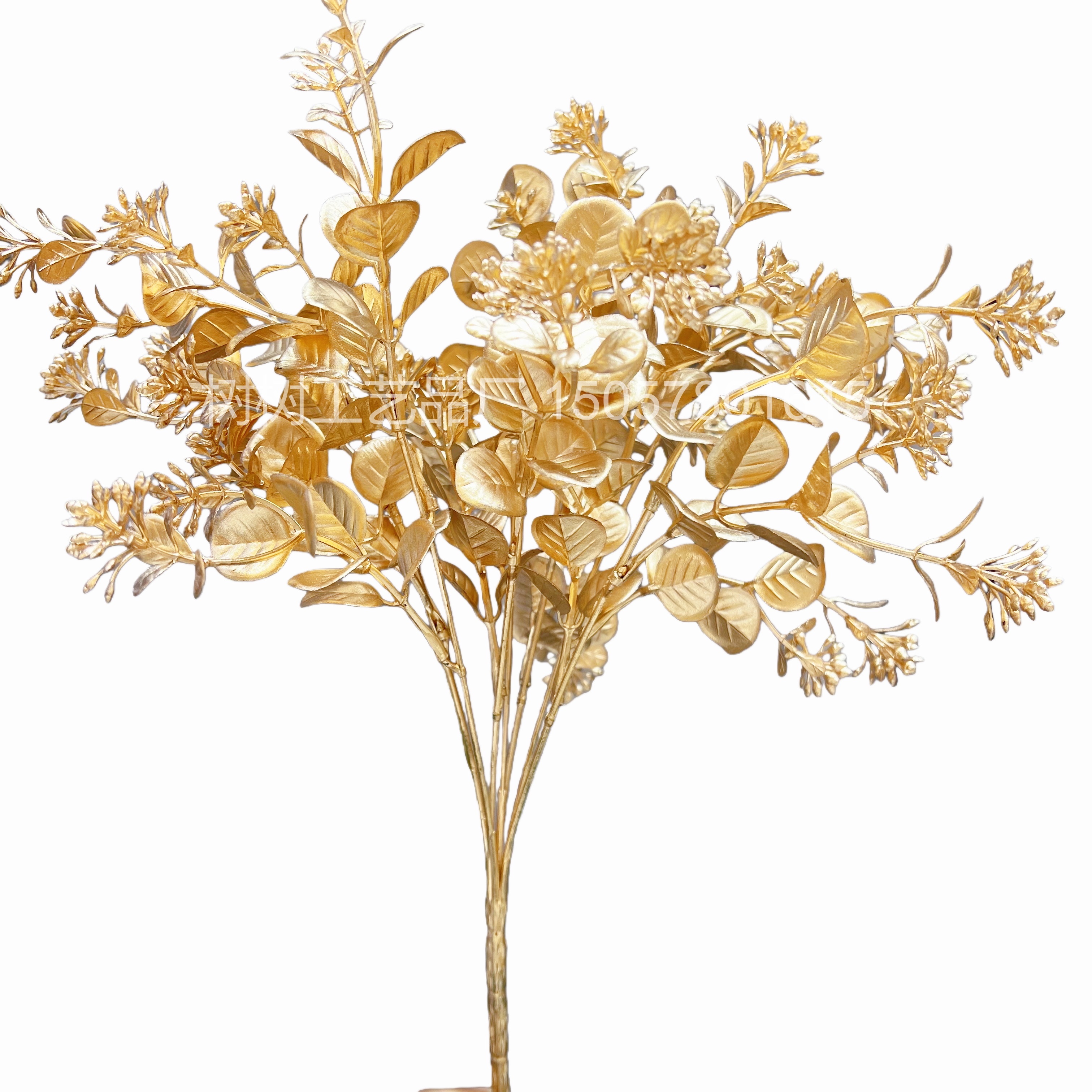 Golden bouquet 7-pronged dandelion artificial flowers, Christmas flowers, home decoration, Christmas flower accessories, New Year gift accessories, artificial flowers, artificial flowers, plastic artificial flowers details Picture