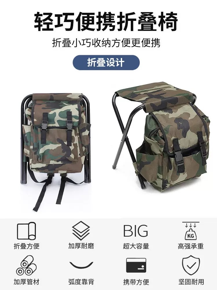户外休闲度假折叠椅登山多功能便携保温双肩包野外露营钓鱼背包凳详情8