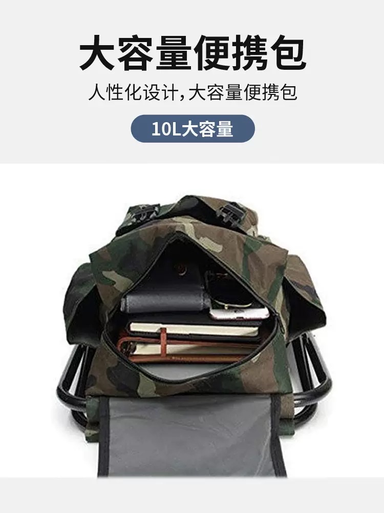 户外休闲度假折叠椅登山多功能便携保温双肩包野外露营钓鱼背包凳详情6
