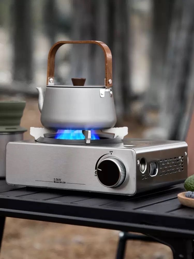 New stainless steel gas stove, outdoor portable stove, gas stove, tea stove, hot pot, magnetic gas stove, household Specification image