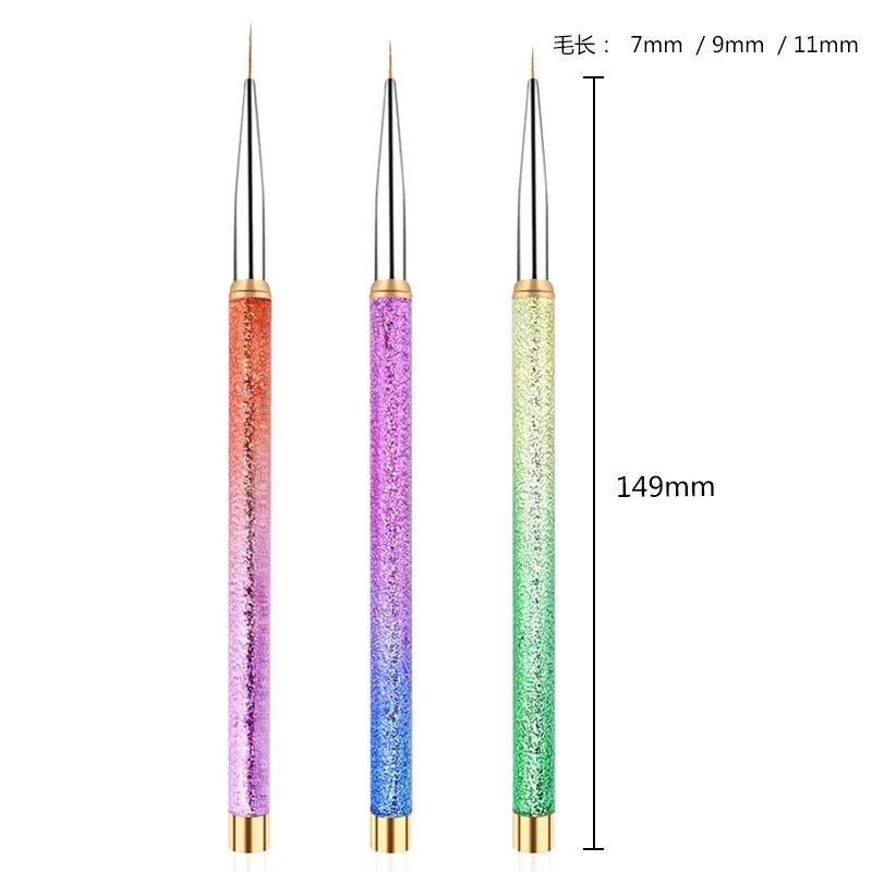 Cross-border nail pen wholesale, string pen, painting pen set, nail tool set of 3 pieces, nail brush details Picture