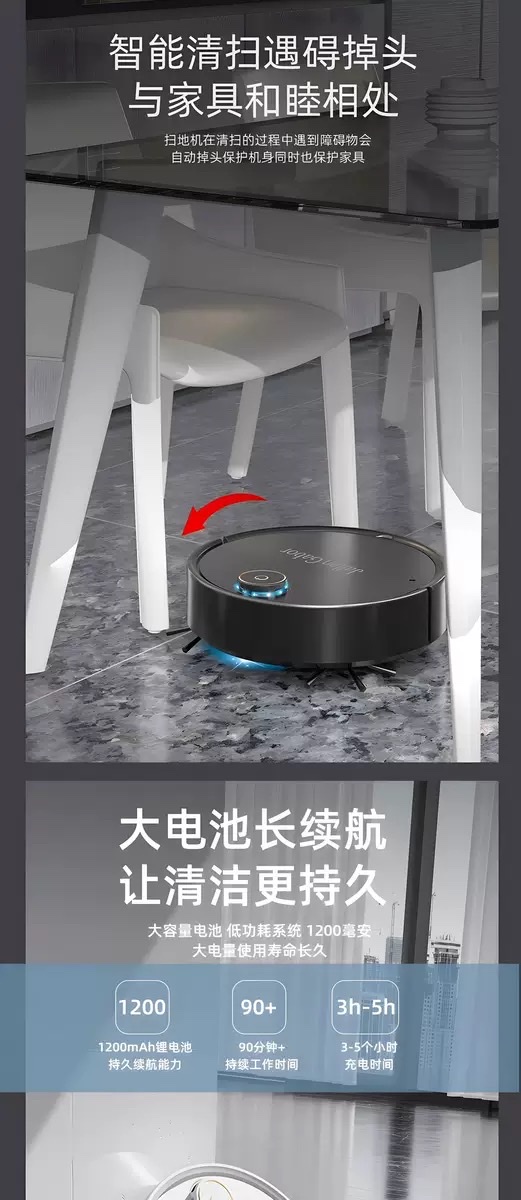 New type of sweeping robot, household vacuum cleaner, charging intelligent fully automatic cleaning machine, cross-border wholesale, high-end gifts detail image 7
