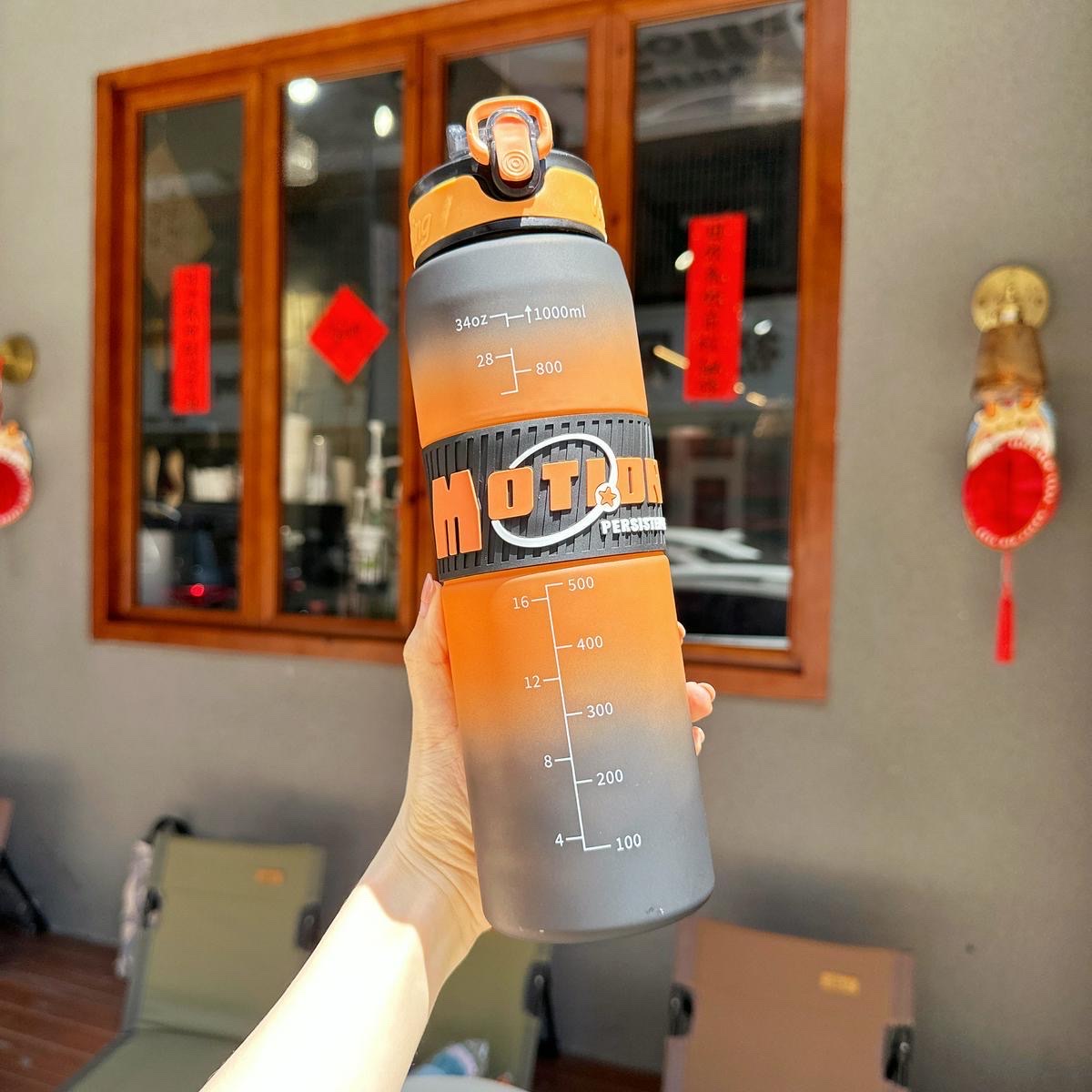 Gradient color sandblasted high appearance level adult other large-capacity outdoor water bottles, couple fitness water cups, anti-drop portable sports cups 800ML/1000ML L/Y Specification drawing