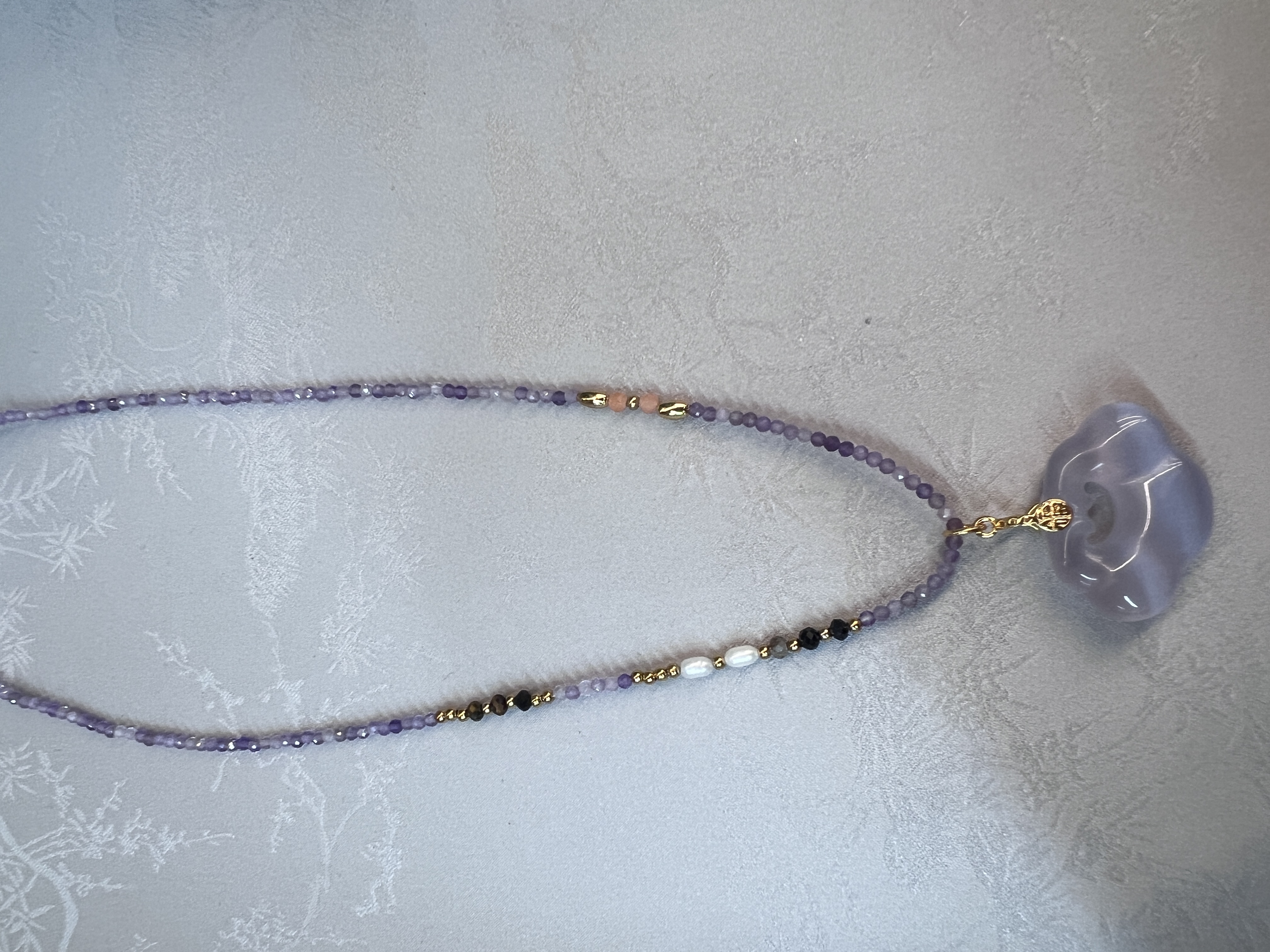 潮流天然石首饰项链珍珠装饰简约百搭时尚首饰品女男款