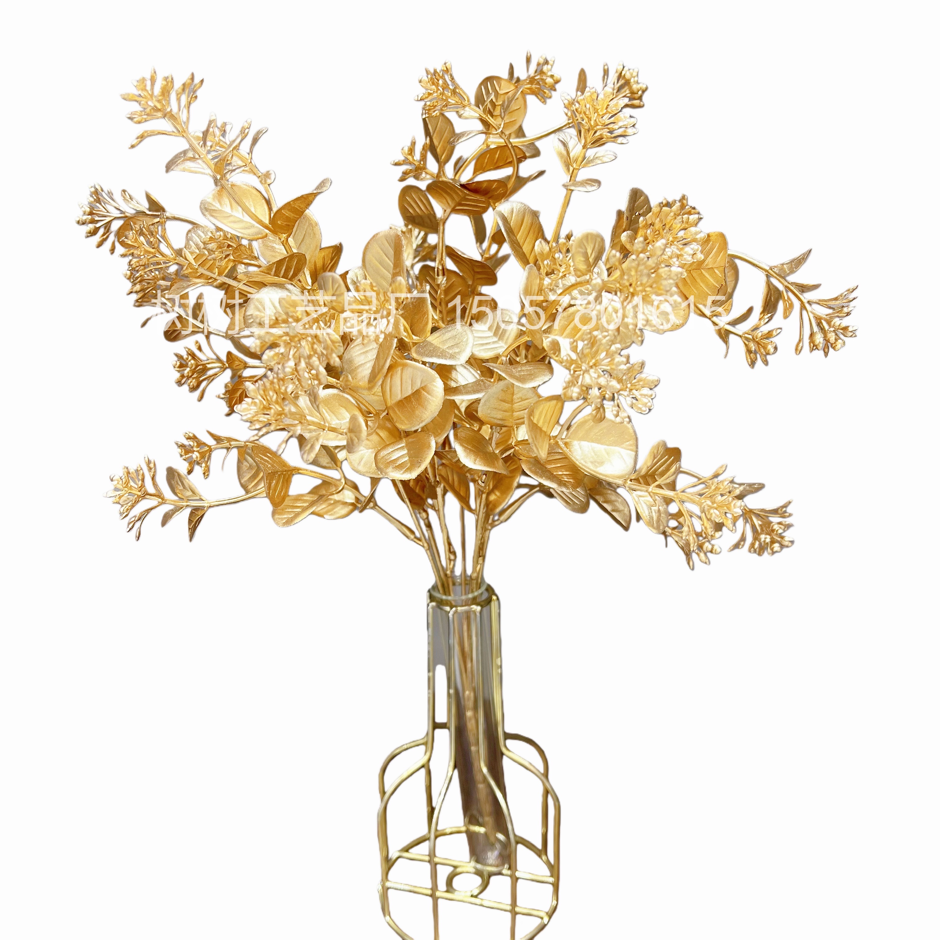 金色把束7叉蒲公英仿真花圣诞花家居装饰圣诞花配件新年礼品配件仿真花假花塑料仿真花