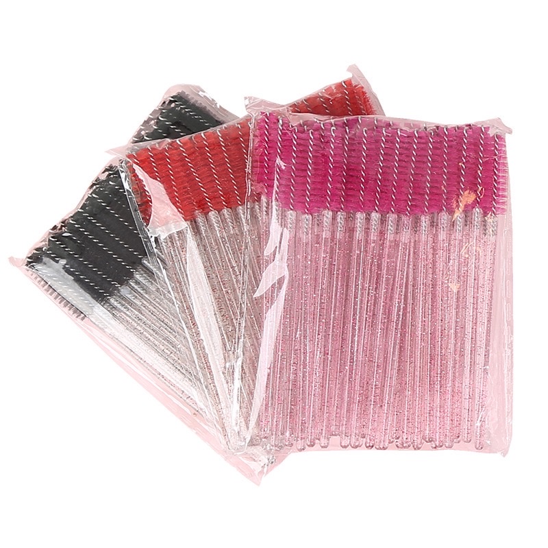 Crystal mascara brushes are in stock and available for wholesale. They are solid and can be used for both eyebrows and eyelashes, as well as colored makeup tools like mascara combs Item Picture