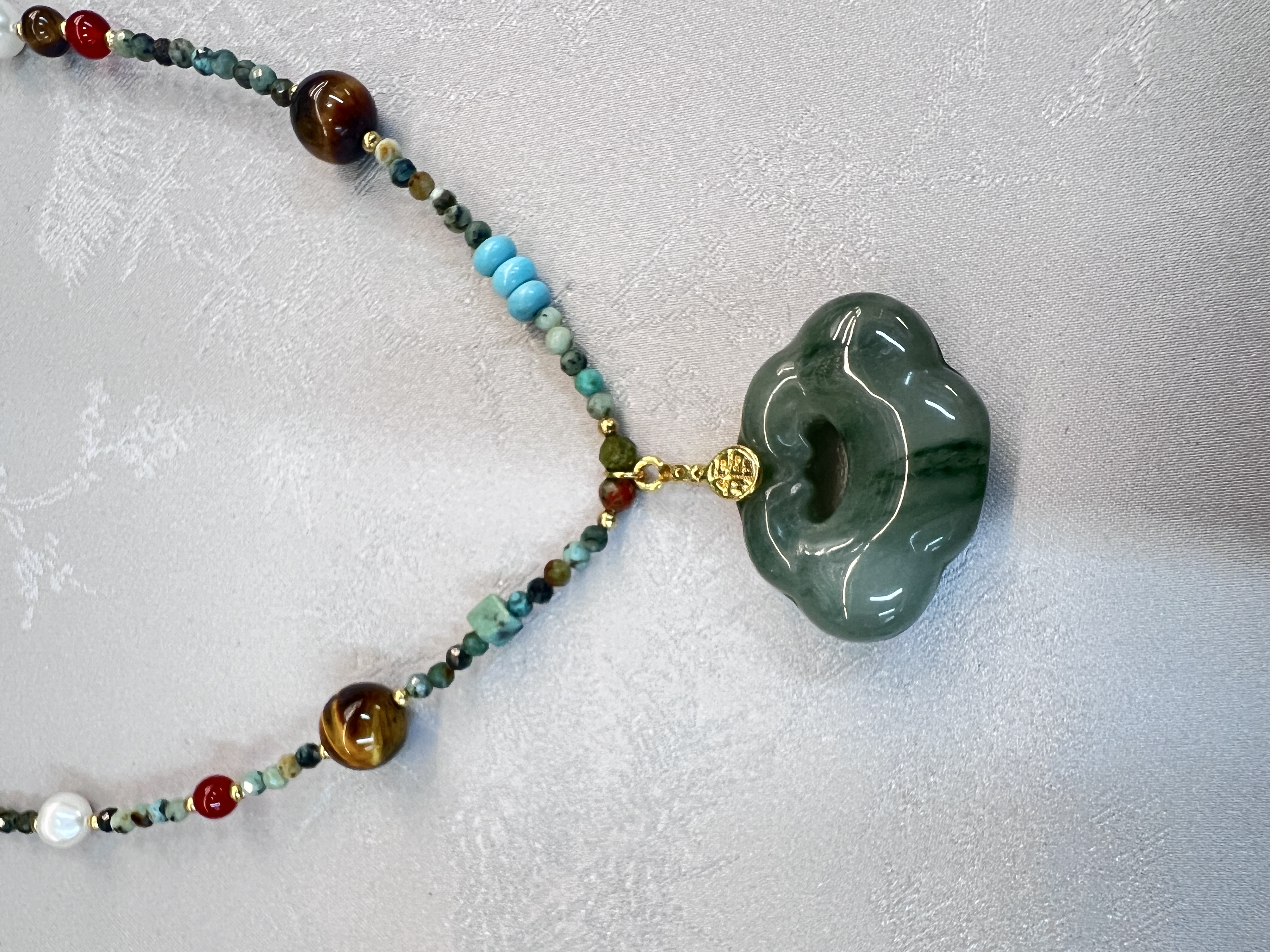 Trendy natural stone jewelry, Ruyi necklace, titanium steel decoration, simple and versatile, fashionable jewelry for both men and women detail image 2