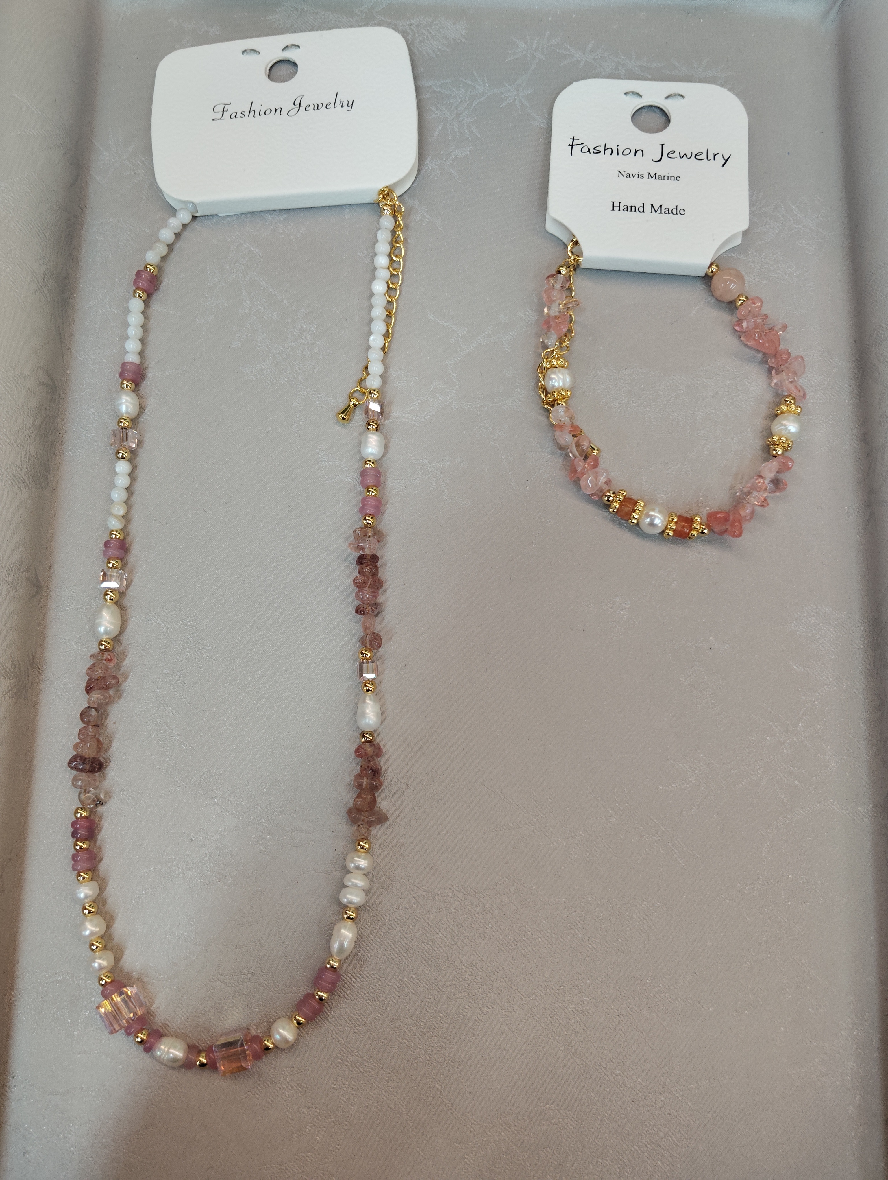 天然石钛钢首饰项链珍珠装饰简约百搭时尚首饰品女男款