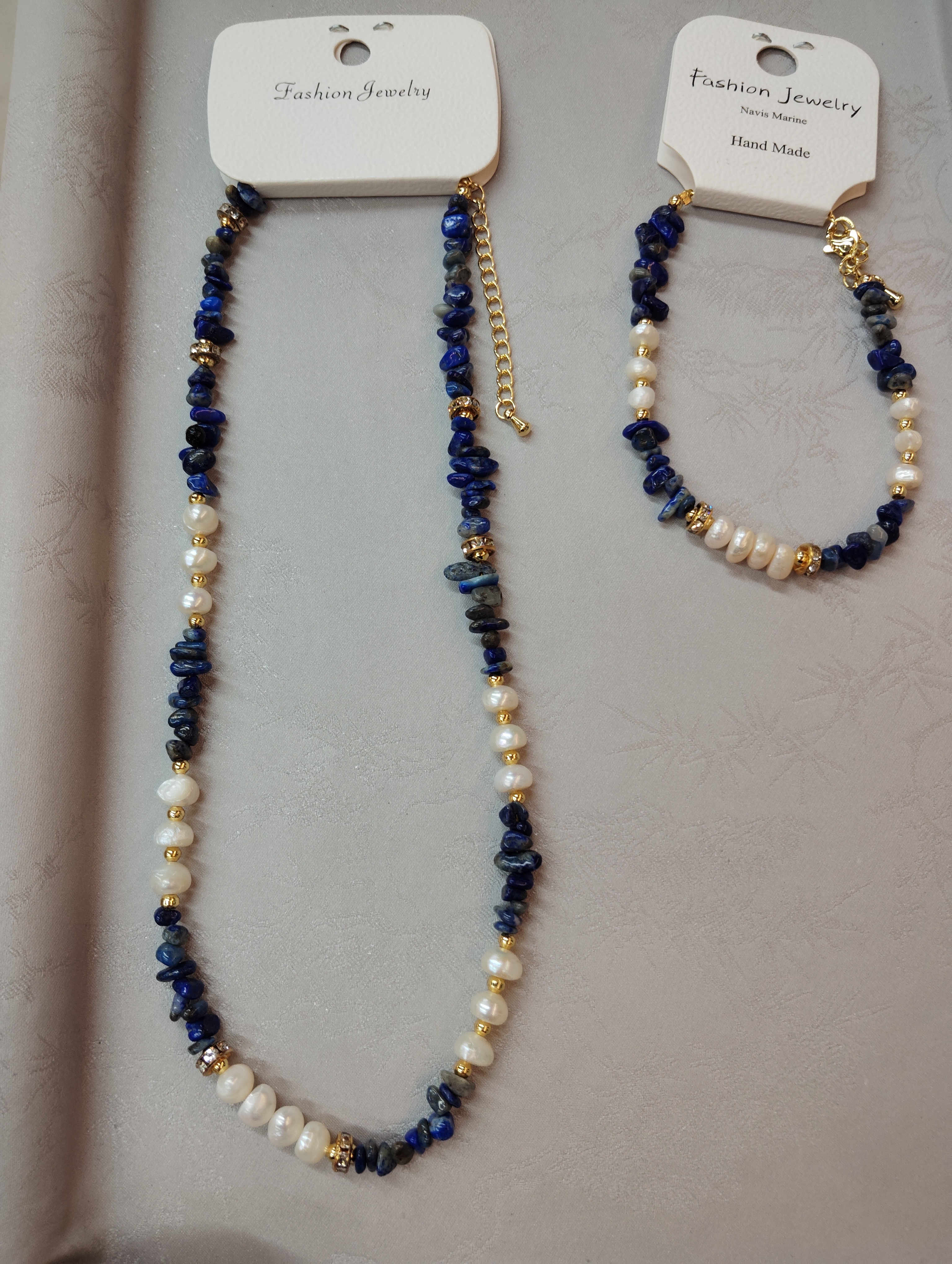 天然石钛钢首饰不锈钢项链珍珠项链时尚简约百搭女款男款送礼品