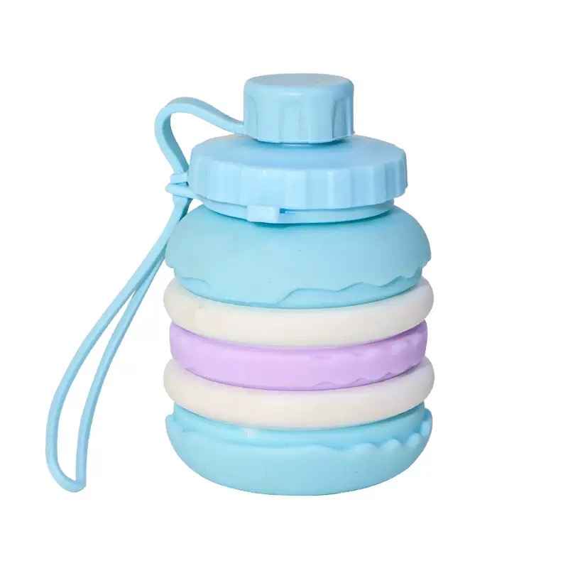 Cross-border best-selling folding water cup, portable shockproof and leak-proof cake telescopic water cup, creative outdoor silicone folding water bottle, novel and original design Item Picture