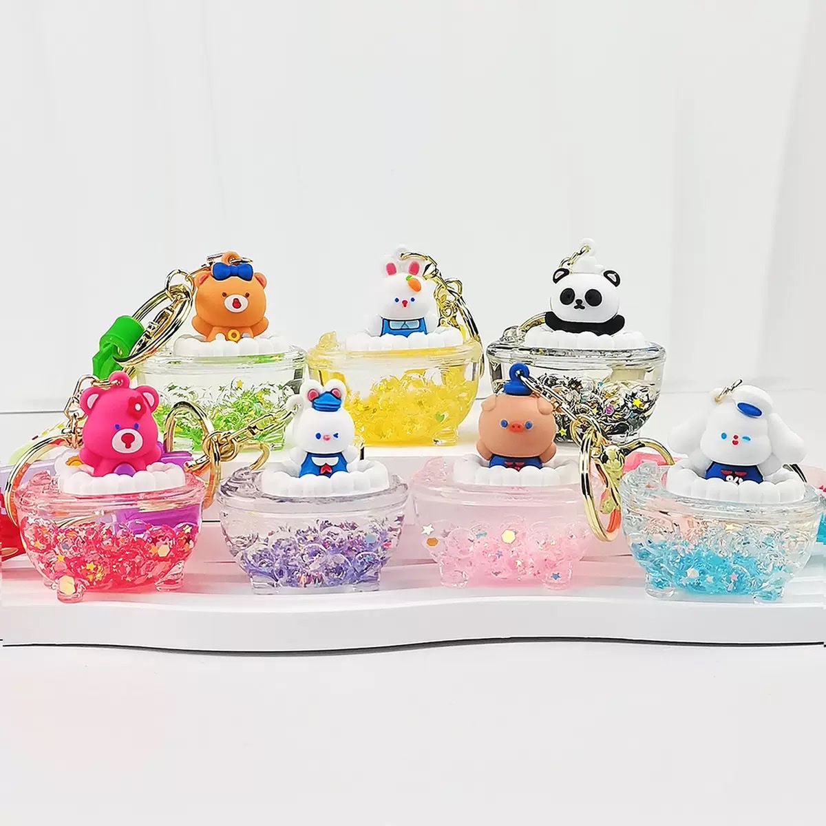 Acrylic cartoon oil-impregnated bubble beads, bathtub keychains, car pendants, exquisite bags, key chains, hanging decorations, wholesale matching blind boxes detail image 3