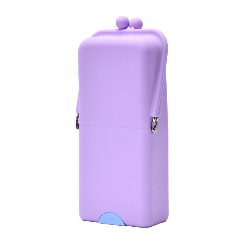 Large-capacity solid-color folding silicone pen case, office desk, stationery storage, multi-functional silicone stationery box, also customizable logo Specification image