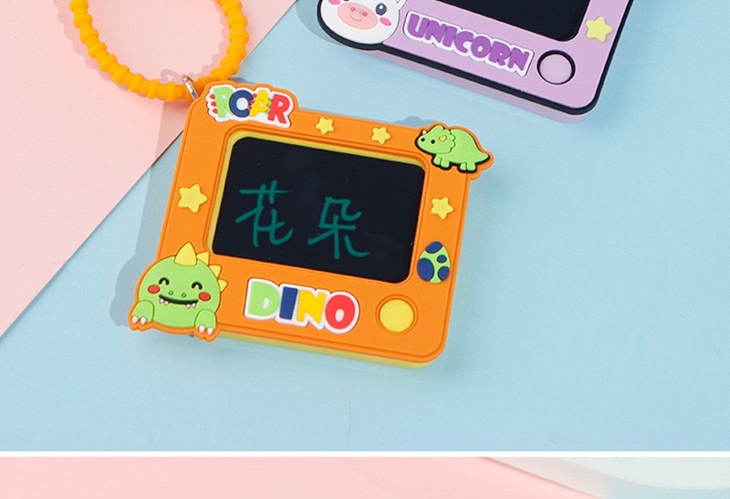 新款迷你涂鸦写字画板钥匙扣可爱卡通恐龙独角兽背面迷宫解压挂件 新奇详情图11
