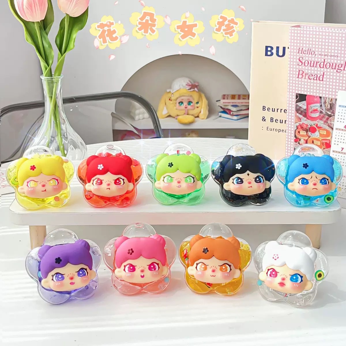 Petal Girl acrylic small creative cute cartoon ornaments, trendy toys, girlish bedroom small gifts, table decorations, matching blind boxes details Picture