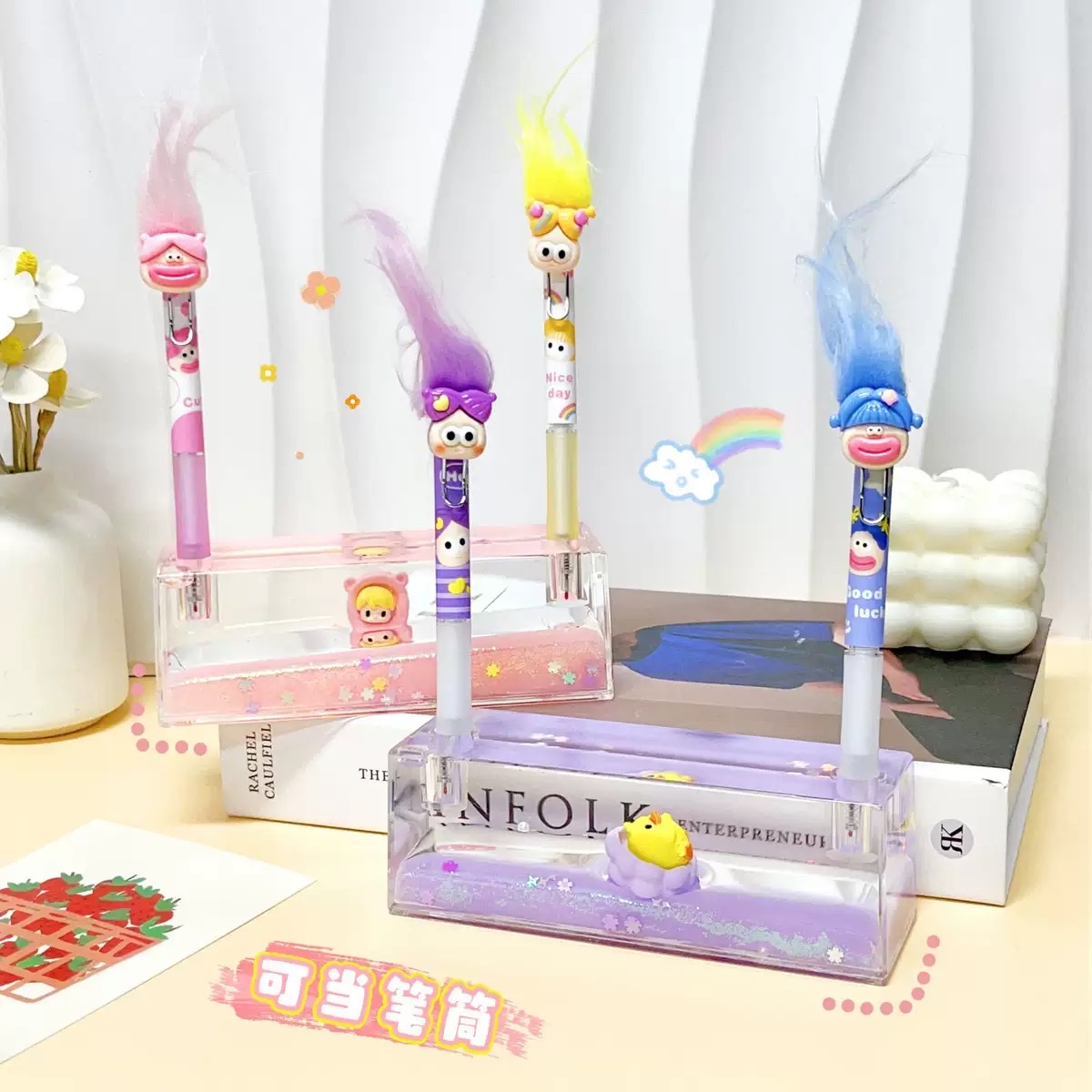 Large rectangular cartoon creative figurines in oil, floating liquid, flowing sand, table decorations, pressure-relieving oil dripping, decorative gift blind boxes detail image 3