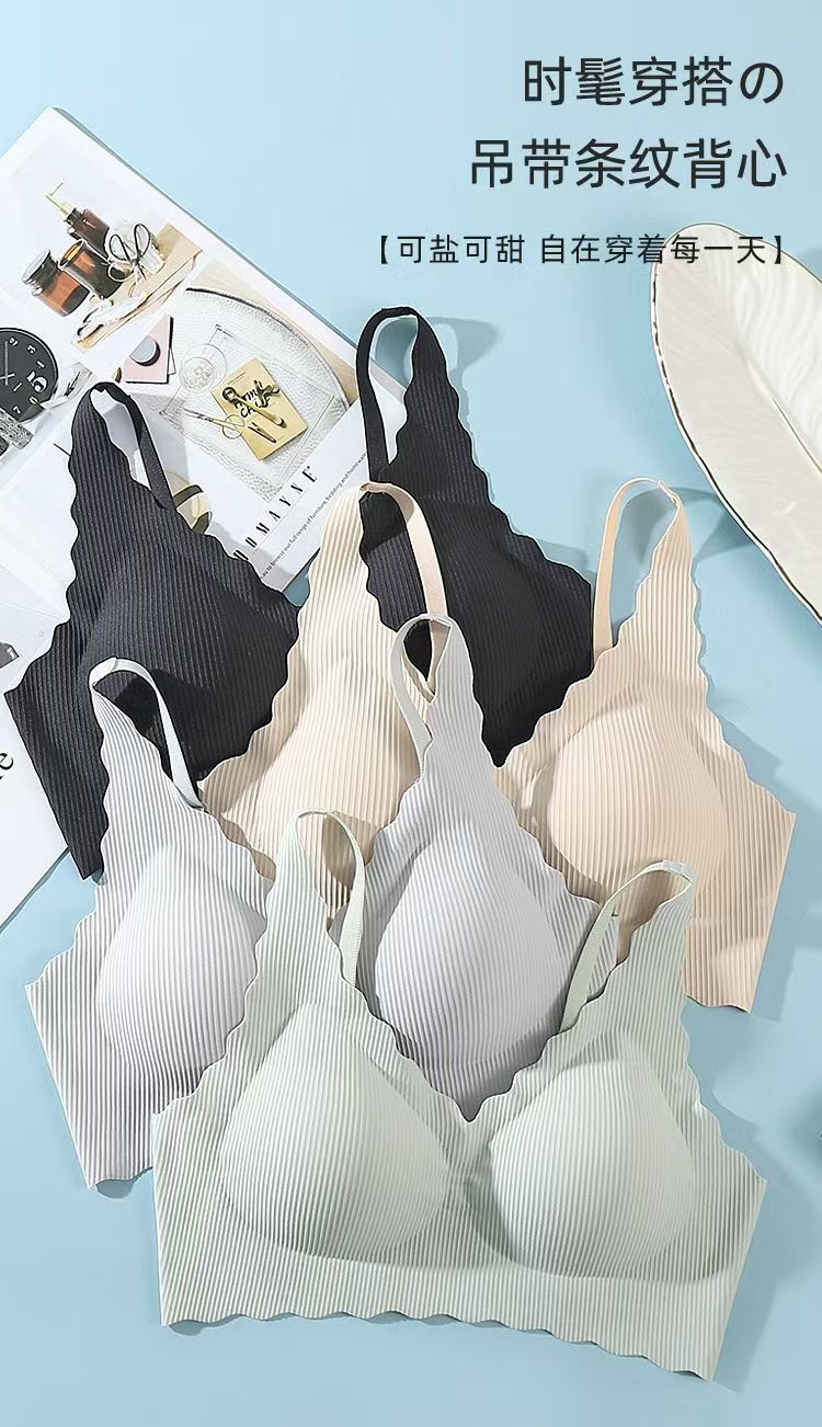  A11#  螺纹小浪花裸感Bra
“QQ”软支撑🆙上托不下垂
* 软软的☁无痕热压工艺*

【肩带】不可调节
【胸垫】