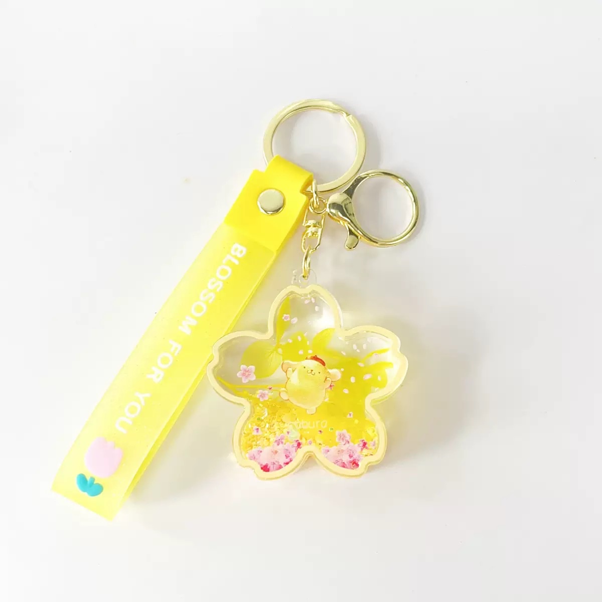 Crystal Sanrio flower sand keychain, cute Kuromi pendant, exquisite women's schoolbag, cinnamon dog gift blind box detail image 5