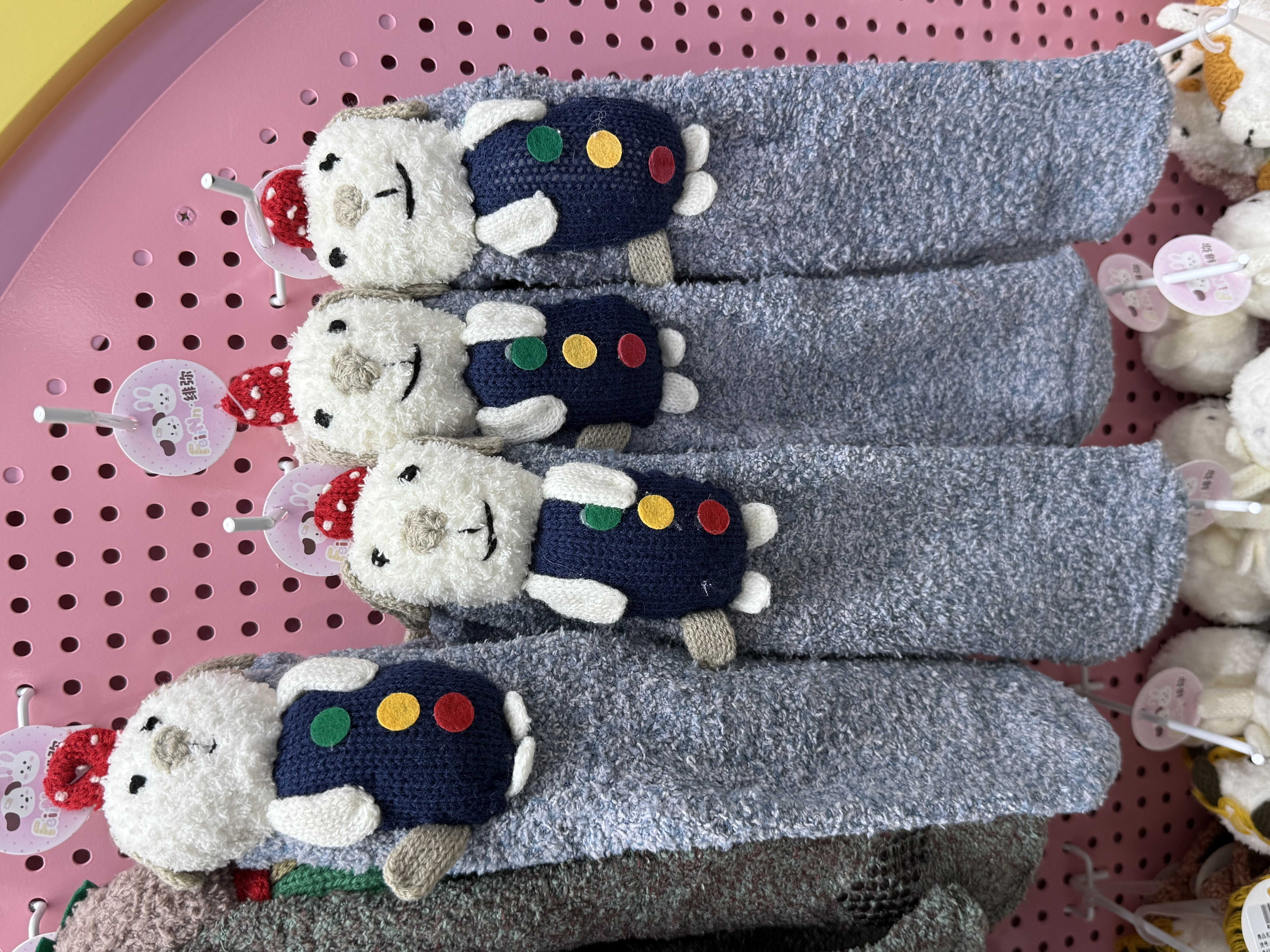 可爱大公仔布偶袜子女冬季加厚保暖情侣中筒睡眠地板
