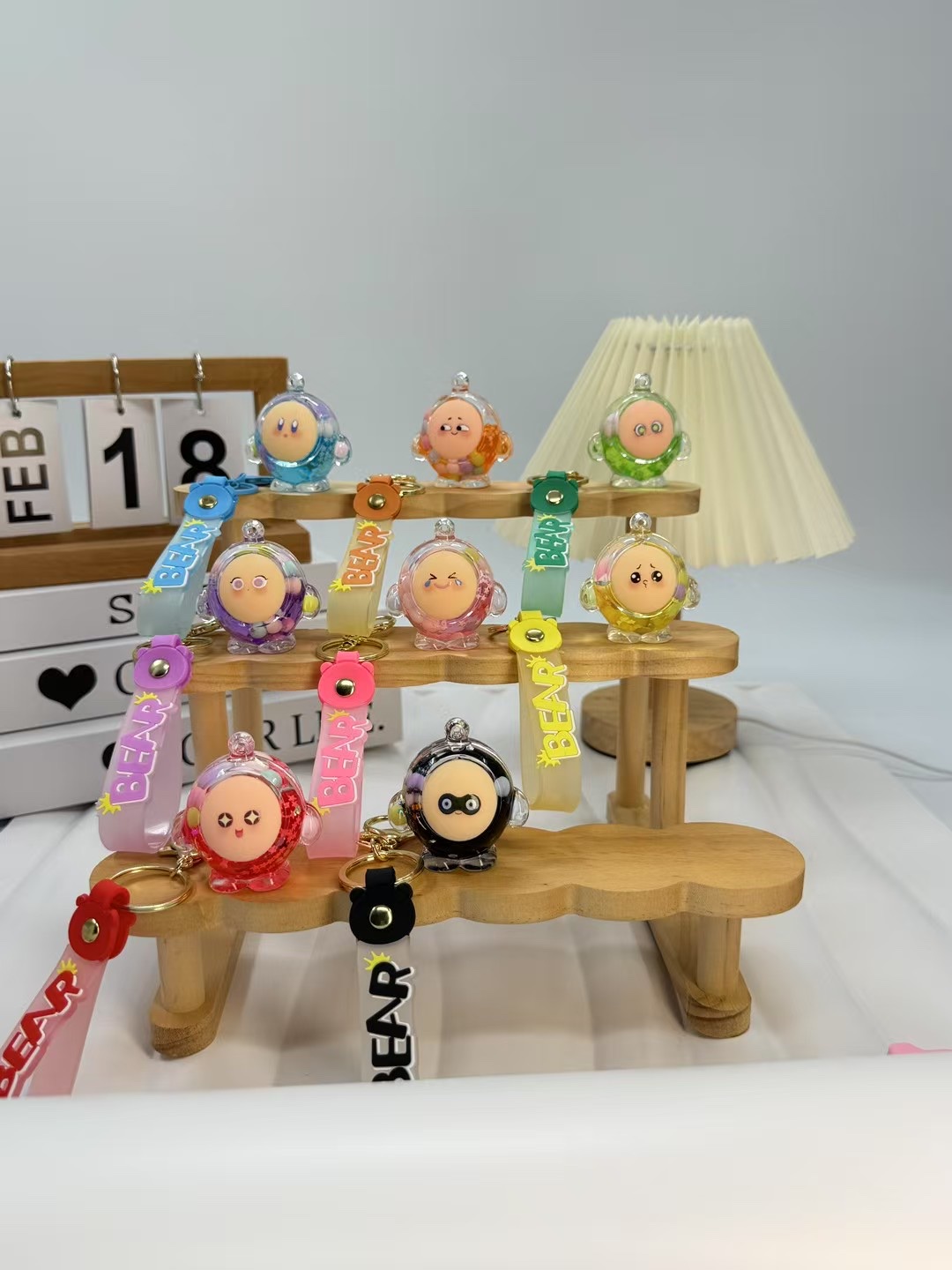 可爱卡通流沙瓶钥匙扣挂件批发包包挂饰学生书包挂件手工diy小礼物批发摆摊小礼品
