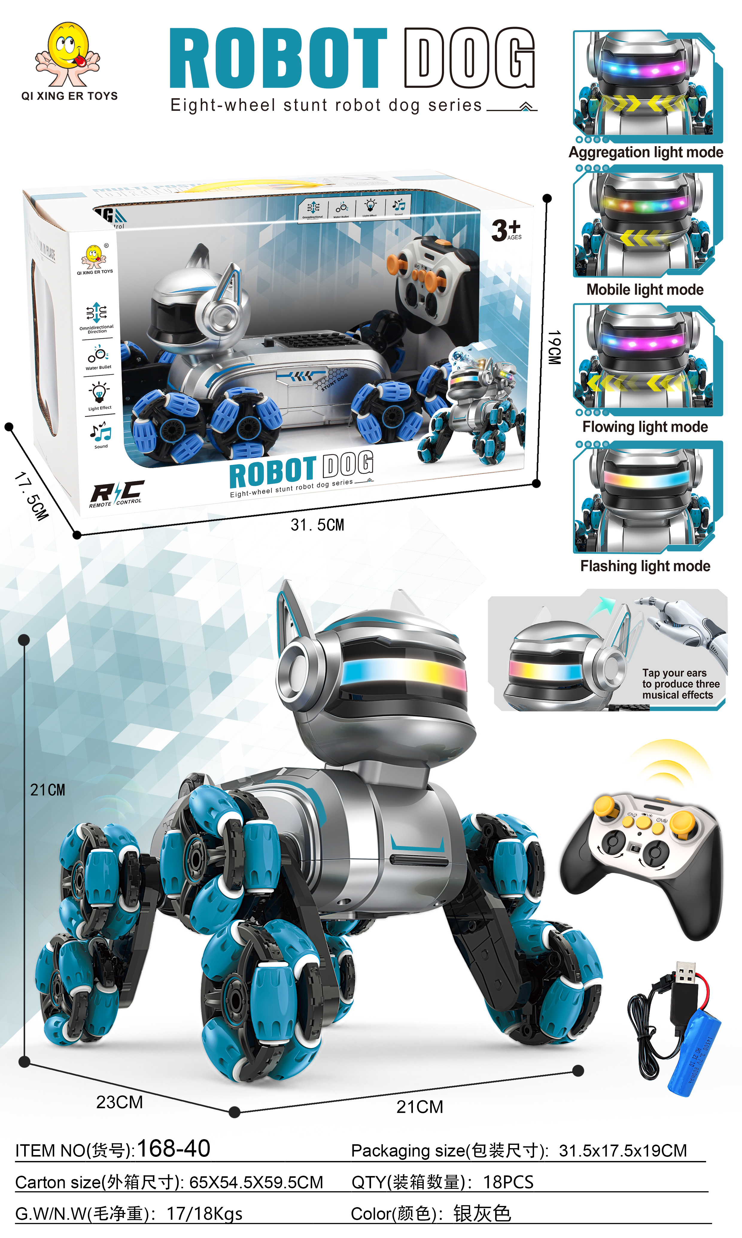 Juguetes inteligentes para niños voz multifuncional control remoto inalámbrico perro mecánico juguetes para niños caja de regalo control remoto mecanismo demostración automática de ocho ruedas truco perro mecánico Specification image