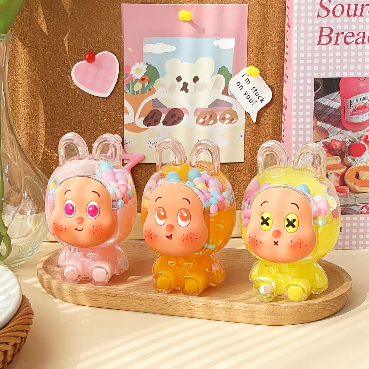 星星兔亚克力流沙摆件入油卡通公仔爆闪清新桌面摆件装饰品小礼品