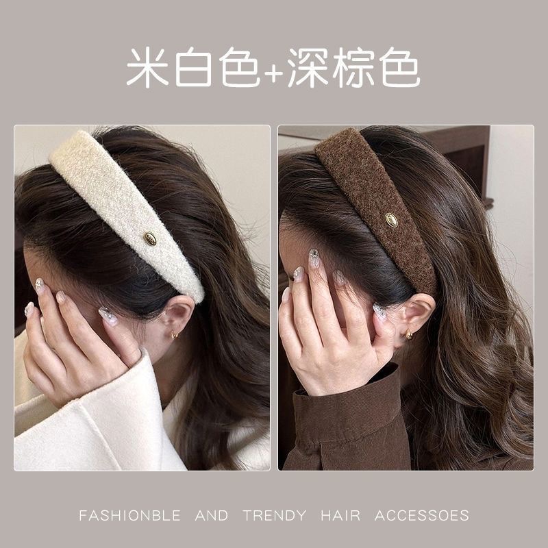 超好金标宽边毛呢赫本风秋冬新款发箍高颅百搭爆款高级发卡饰品万圣节发箍