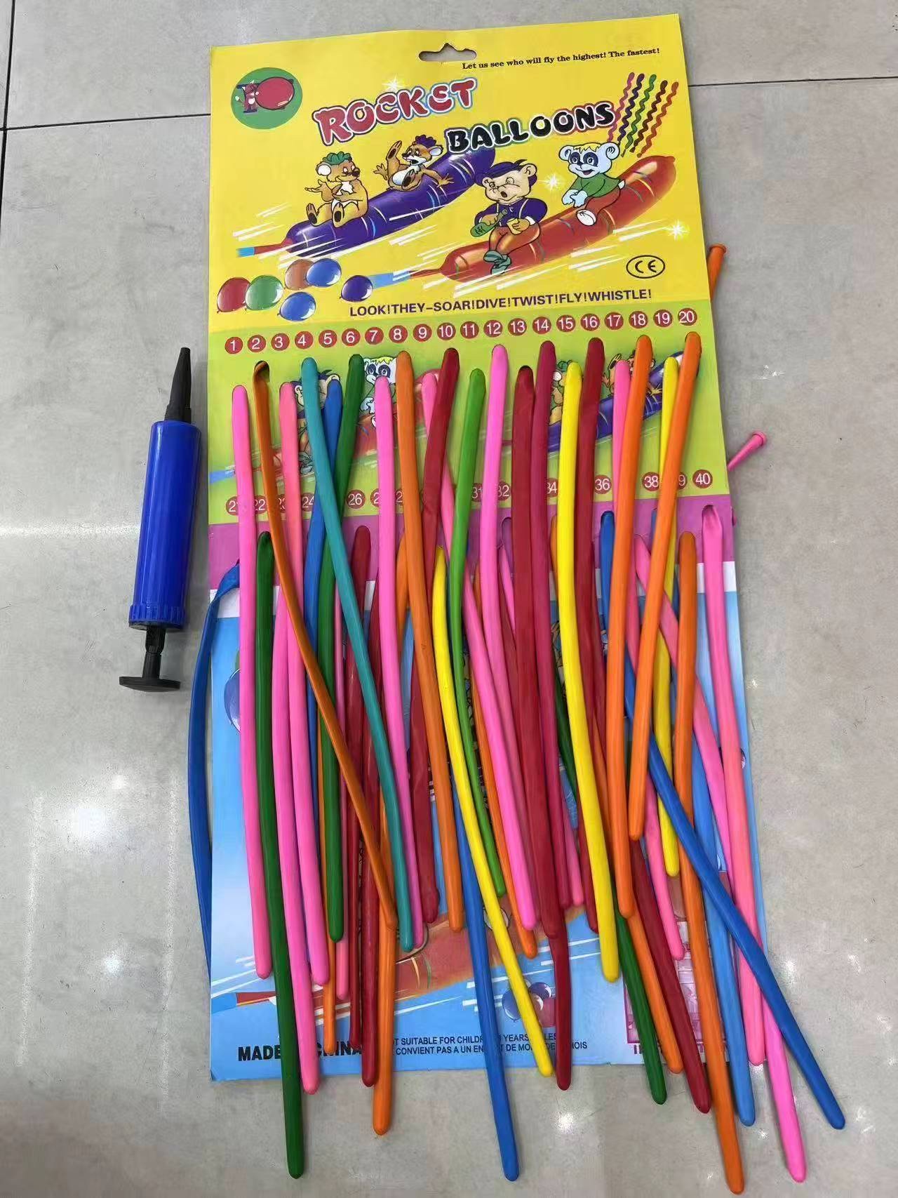 长条气球卡装加气筒 编造型编各种动物花束长条气球和配套打气筒 整套购入省心省力