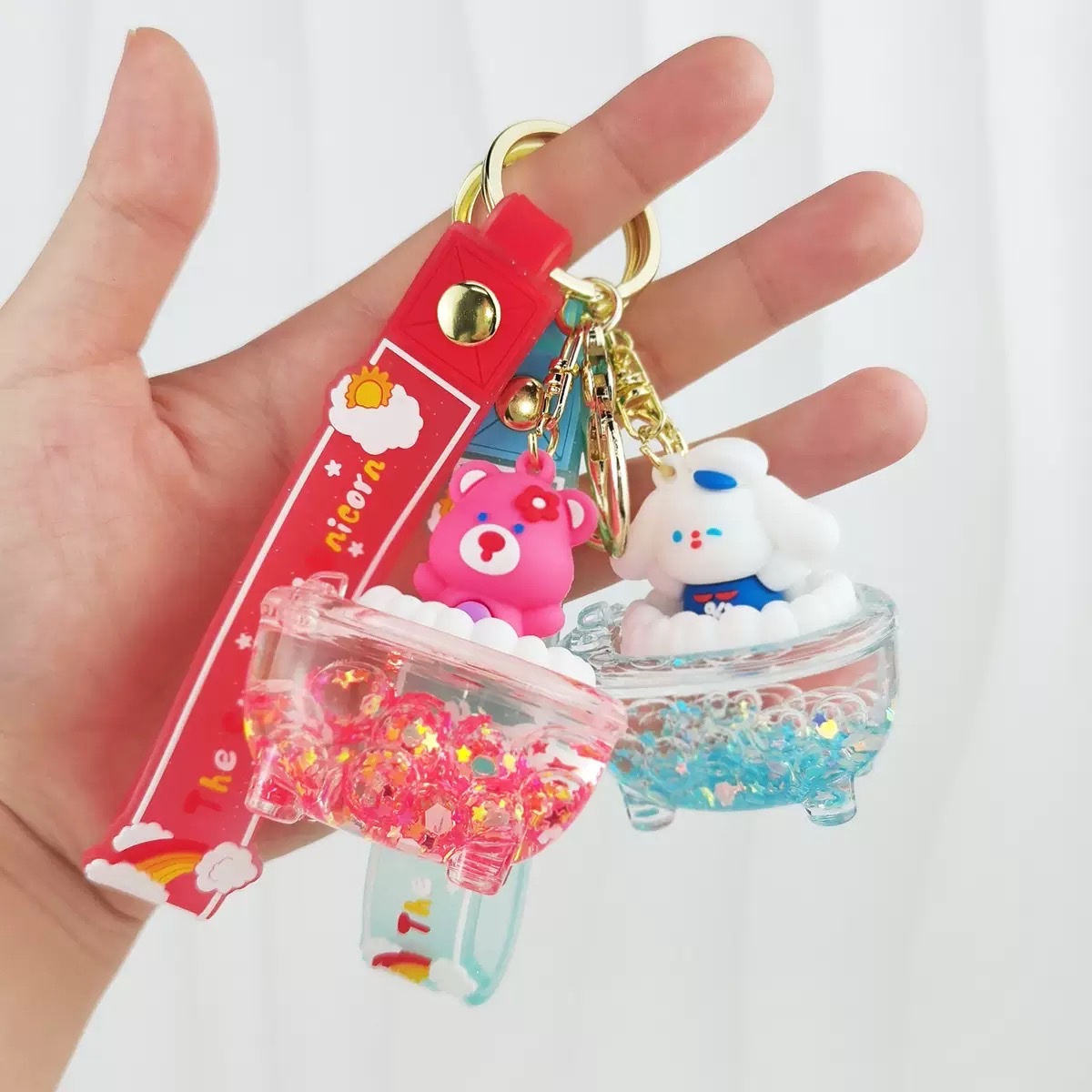 Acrylic cartoon oil-impregnated bubble beads, bathtub keychains, car pendants, exquisite bags, key chains, hanging decorations, wholesale matching blind boxes detail image 2