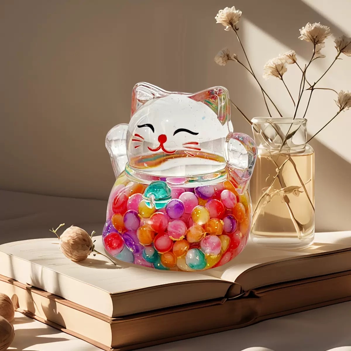 Douyin's best-selling flowing sand Sparkling Maneki Neko desktop figurine, decorative item, blind box, blind bag, luminous flowing sand bottle blind box Application Scenario