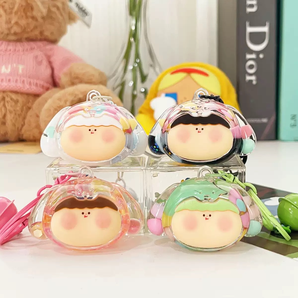 亚克力迷你狗头莉莉丝流沙钥匙扣可爱公仔爆闪公仔挂件礼物钥匙链详情图4