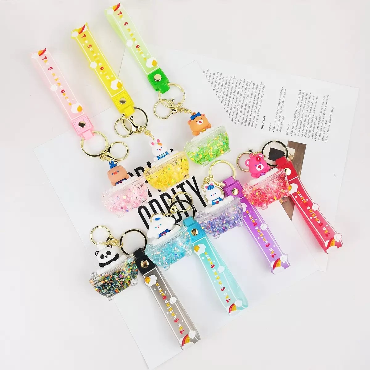 Acrylic cartoon oil-impregnated bubble beads, bathtub keychains, car pendants, exquisite bags, key chains, hanging decorations, wholesale matching blind boxes Application Scenario