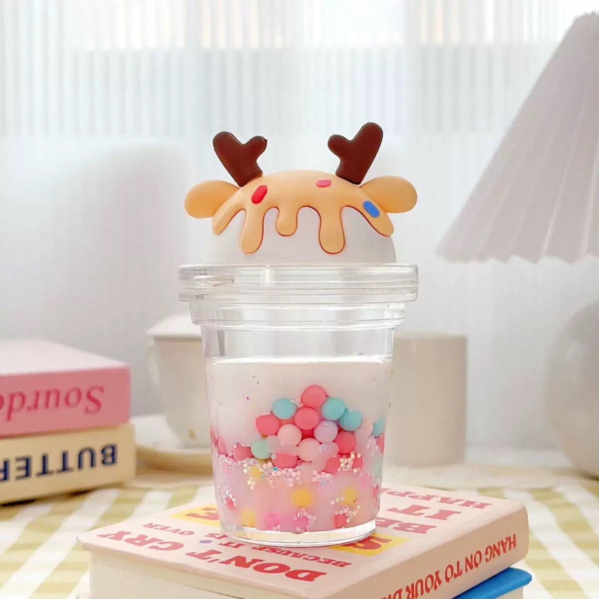 Super large milk tea cup, oil-filled flowing sand figurine, dried flower popping, colorful beans, beautiful cup figurine, blind box, Douyin best-selling toy Item Picture