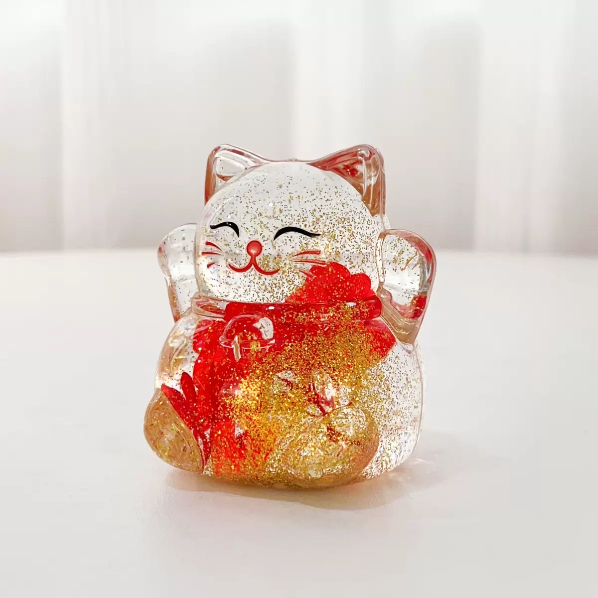 Douyin's best-selling flowing sand Sparkling Maneki Neko desktop figurine, decorative item, blind box, blind bag, luminous flowing sand bottle blind box Item Picture