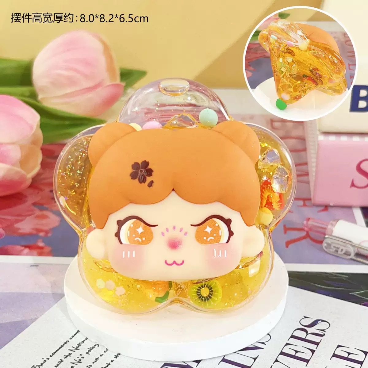 Petal Girl acrylic small creative cute cartoon ornaments, trendy toys, girlish bedroom small gifts, table decorations, matching blind boxes Item Picture